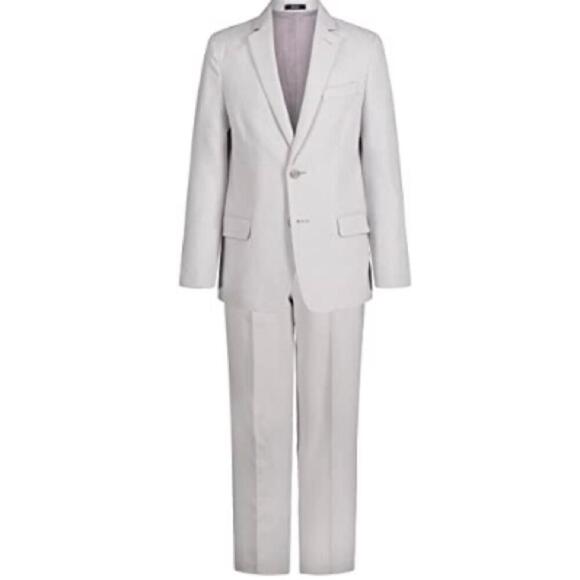 Nautica Big Boys Pindot 2 Piece Suit Set Light Grey, boy suit top and bottom 10 - Picture 6 of 12